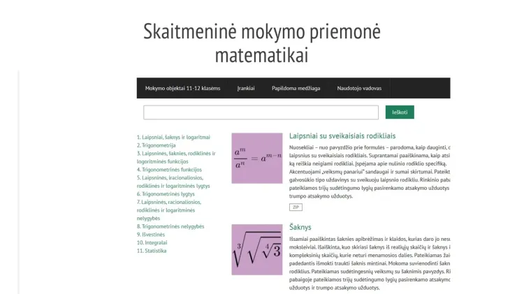 Skaitmeninė mokymo priemonė matematikai