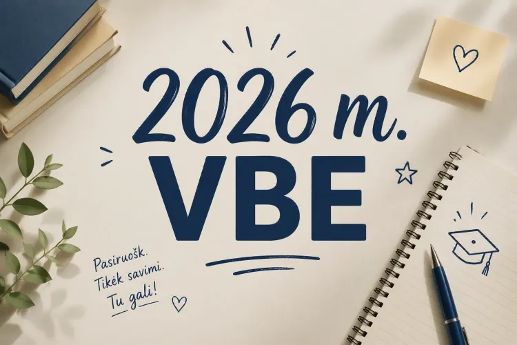 2026 m. geografijos VBE I dalis. Pakartotinė sesija. 25 proc. prailgintas laikas