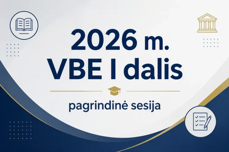 2026 m. istorijos VBE I dalis. Pagrindinė sesija. 25 proc. prailgintas laikas