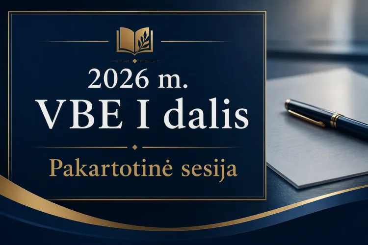 2026 m. matematikos (B) VBE I dalis. Pakartotinė sesija